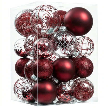Home Collection Clear Shatterproof Christmas Ball Ornaments Large Plastic Hanging Baubles with Decorative Fillings