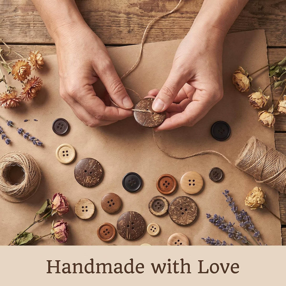 Home Collection 600-Piece Wooden Buttons for Crafts and Sewing