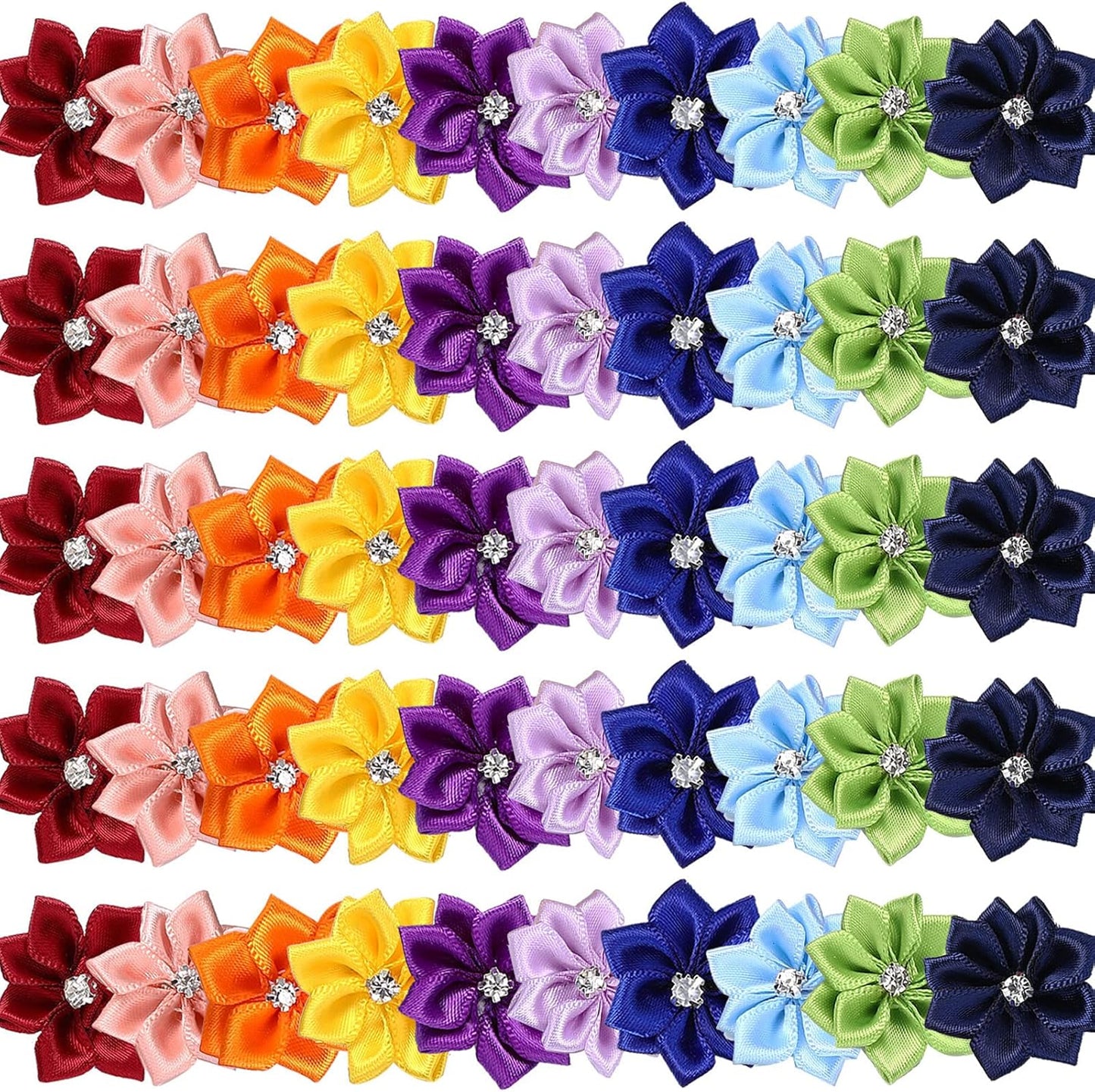 Home Collection 50-Pc Satin Ribbon Daisy Flower Heads with Rhinestones