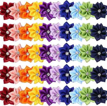 Home Collection 50-Pc Satin Ribbon Daisy Flower Heads with Rhinestones