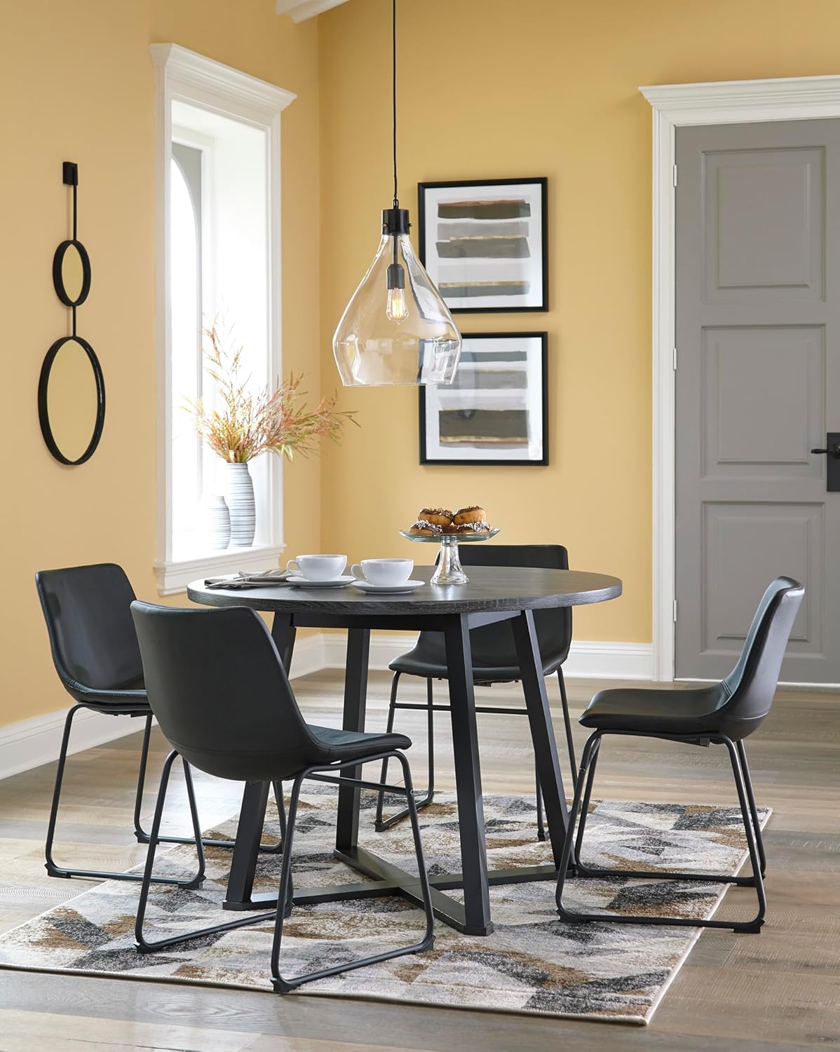 Home Collection 2-Pack Black Industrial Dining Chairs