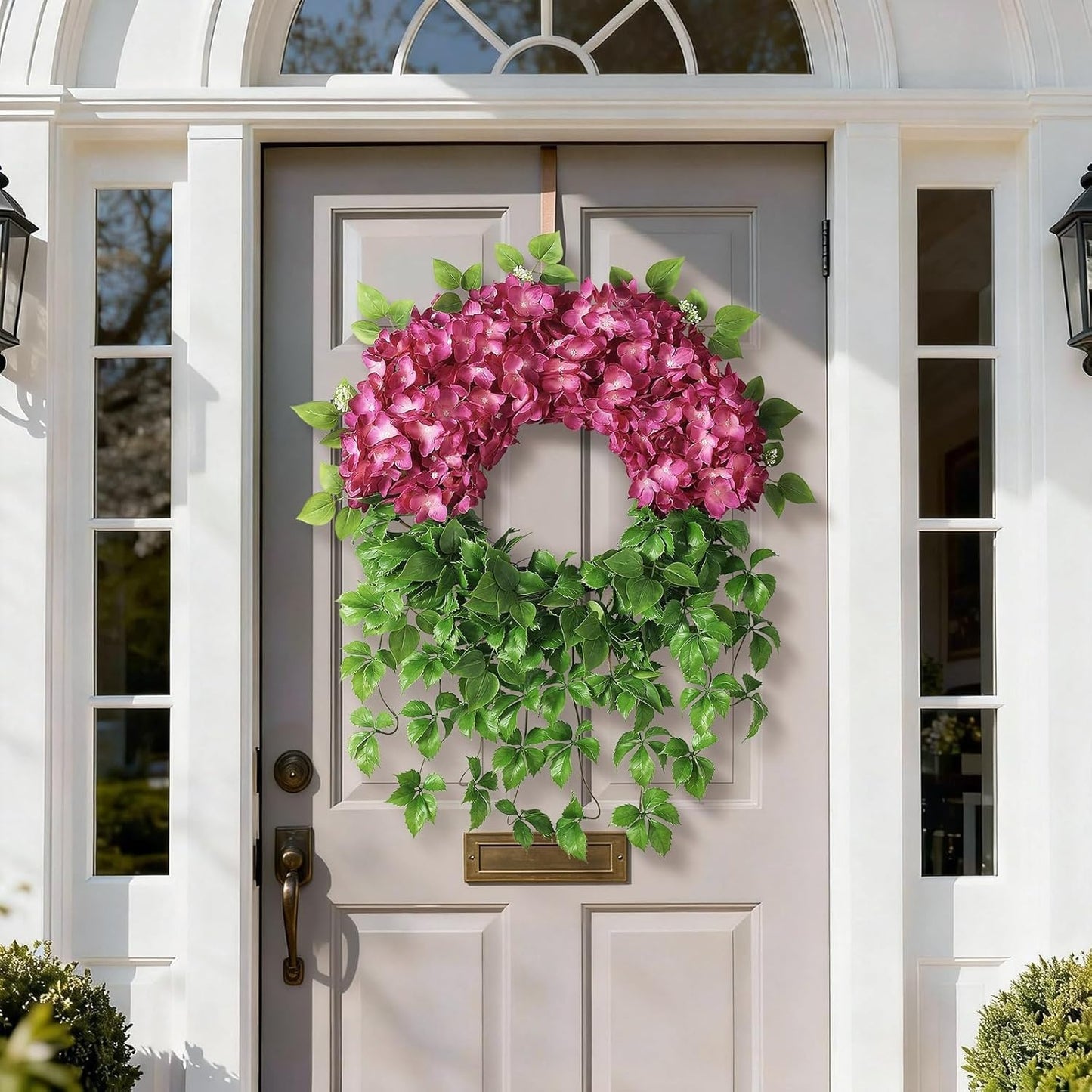 Home Collection Artificial Hydrangea Wreath with Ivy for Front Door 23-Inch