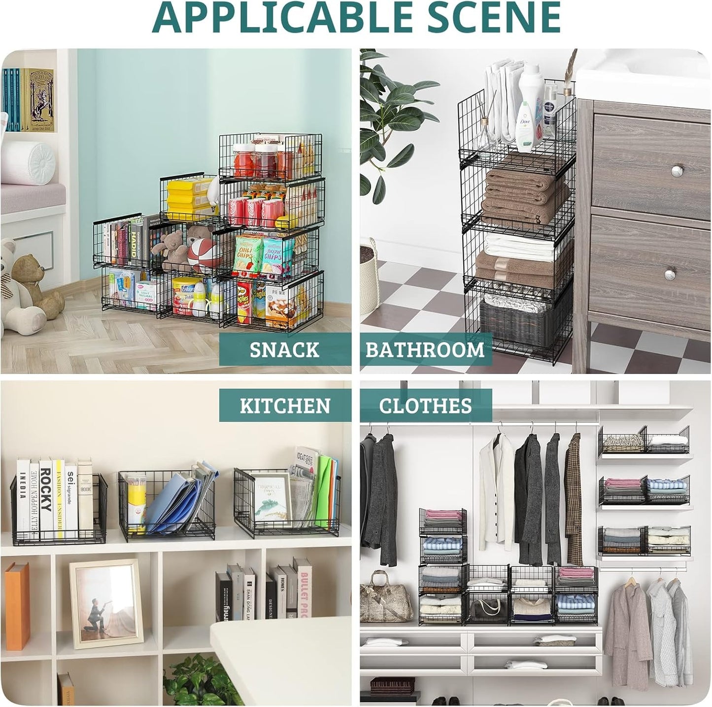 Home Collection 4-Tier Stackable Closet Organizer Shelves