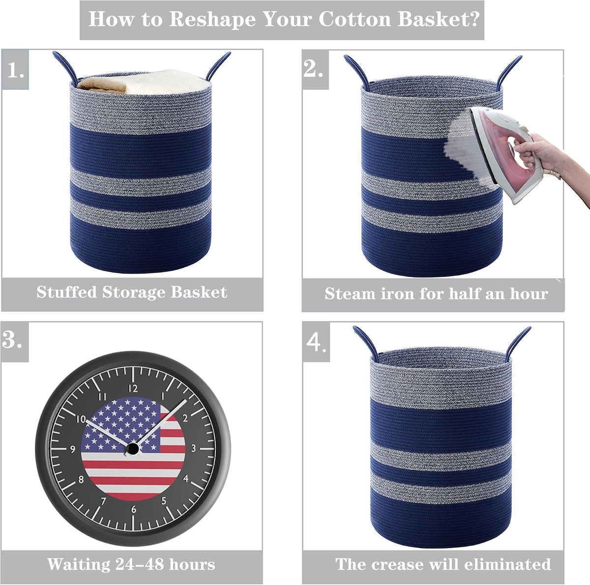 Home Collection 80L Tall Woven Rope Laundry Hamper and Storage Basket
