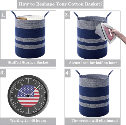 Home Collection 80L Tall Woven Rope Laundry Hamper and Storage Basket