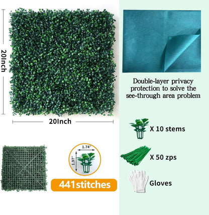 Home Collection 12Pcs Boxwood Grass Wall Panels 20x20"