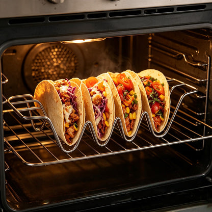 Home Collection Pack of 3 Stainless Steel Taco Holder Stands 4-Taco Capacity Each