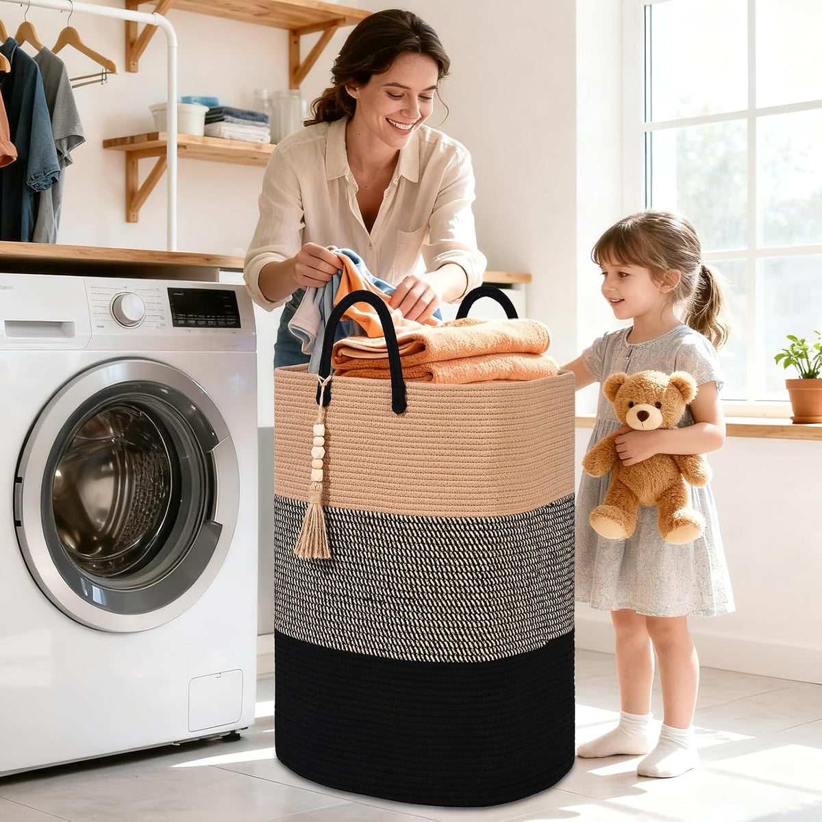 Home Collection 100L Large Rectangular Woven Laundry Hamper and Storage Basket