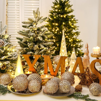 Home Collection Pack of 12 Sparkly Sequin Christmas Ball Ornaments 3.15 Inch Shatterproof Tree Decorations