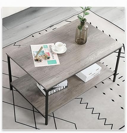 Home Collection 2-Tier Coffee Table with Open Storage Shelf