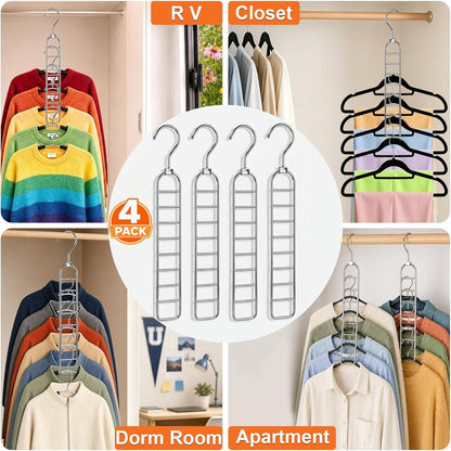 Home Collection Pack of 4 36-Hole Space Saving Closet Hangers