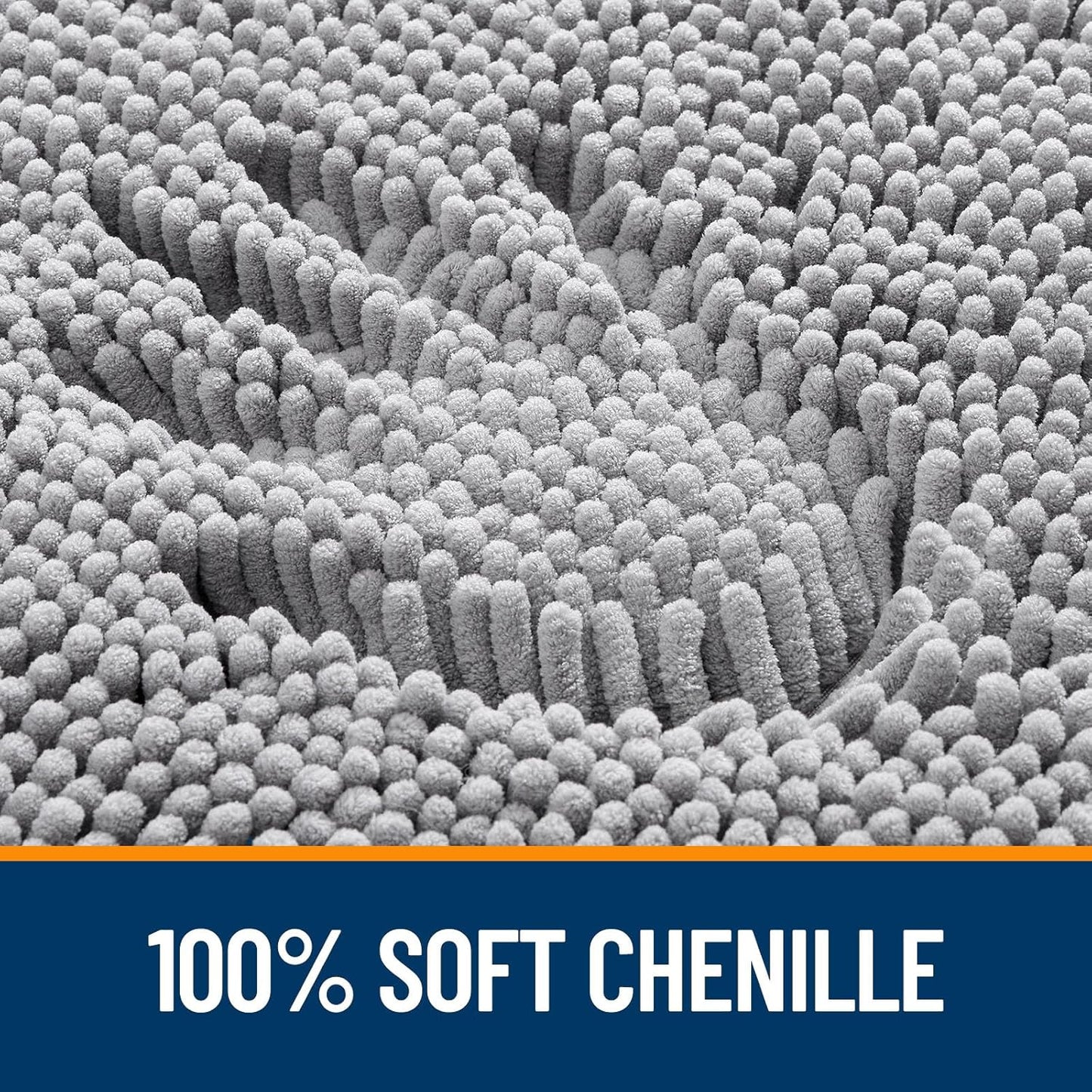 47x17 Chenille Bathroom Rug – Extra Soft Absorbent Bath Mat with Non-Slip Rubber Backing