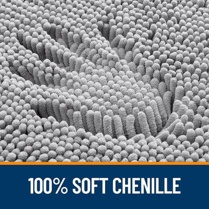 47x17 Chenille Bathroom Rug – Extra Soft Absorbent Bath Mat with Non-Slip Rubber Backing