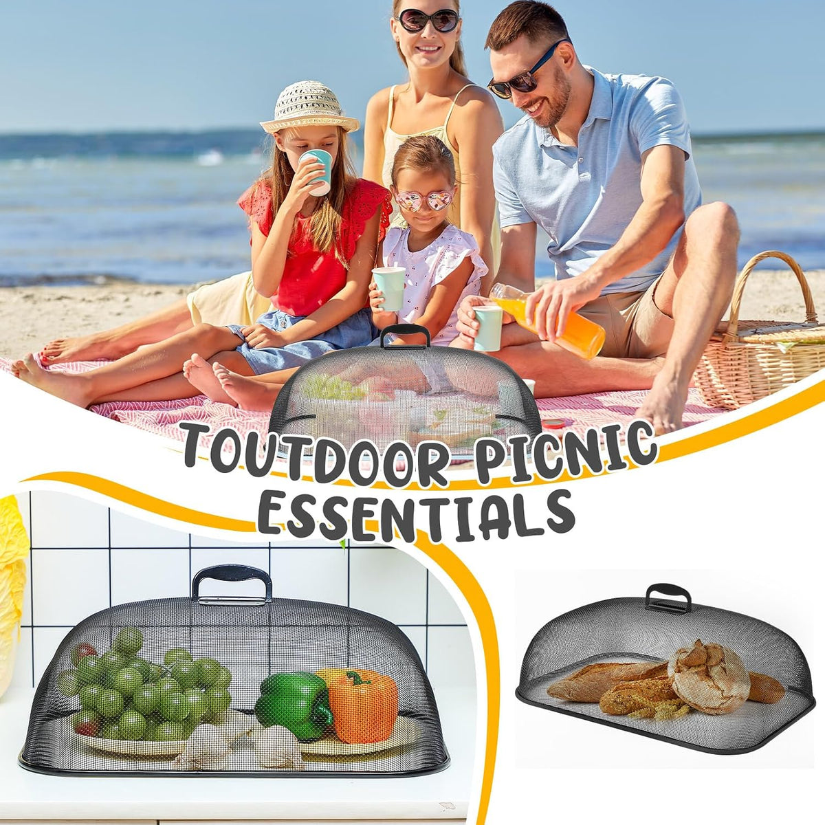 Home Collection Collapsible Metal Mesh Food Cover Dome with Handle 18-Inch