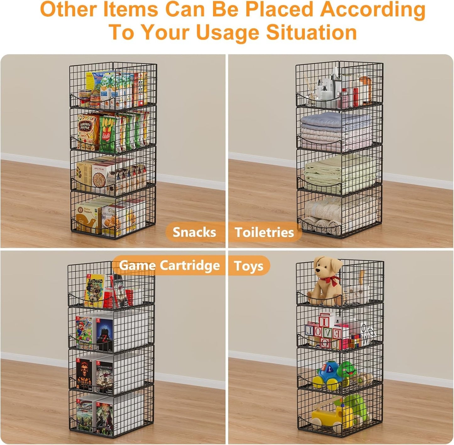 Home Collection 4-Tier Stackable Closet Organizer Shelves