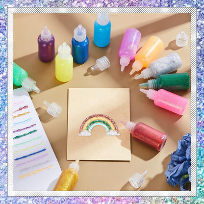 Home Collection 12Pcs Neon Metallic Glitter Glue Bottles