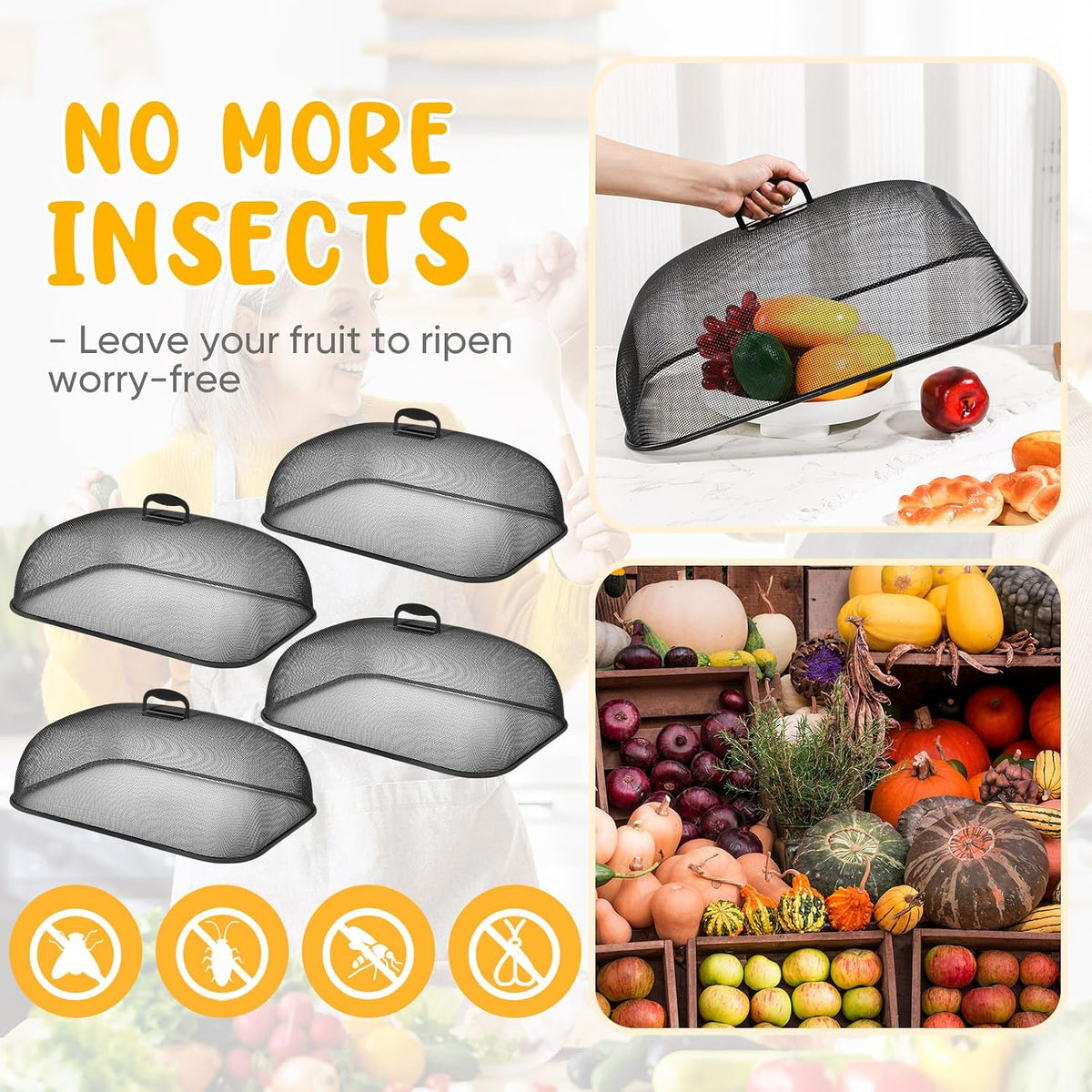 Home Collection Collapsible Metal Mesh Food Cover Dome with Handle 18-Inch