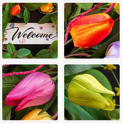 Home Collection Spring Summer Front Door Wreath 26 Inch Seasonal Door Decor
