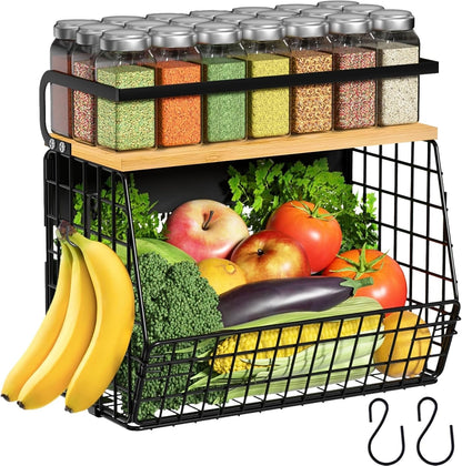 Home Collection Magnetic Fridge Shelf with Wood Lid Black