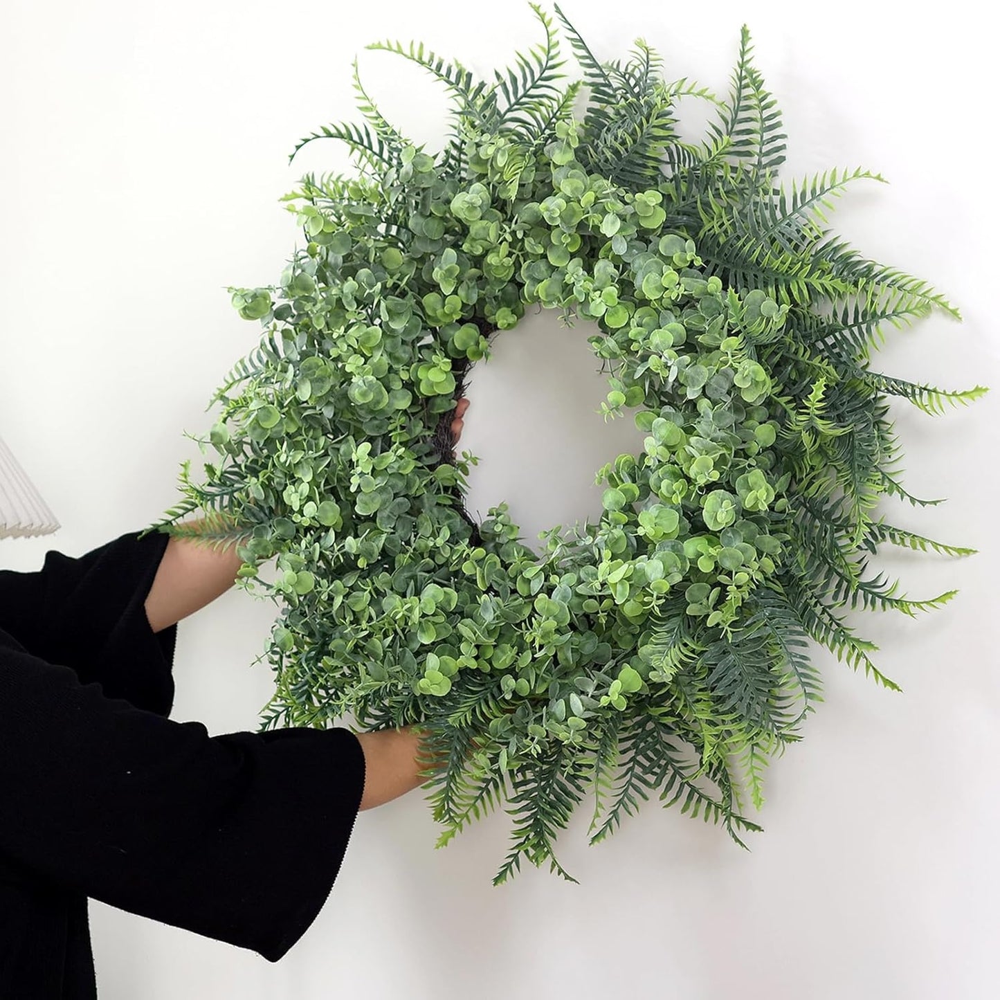 Home Collection Artificial Eucalyptus and Fern Wreath for Front Door 26Inch