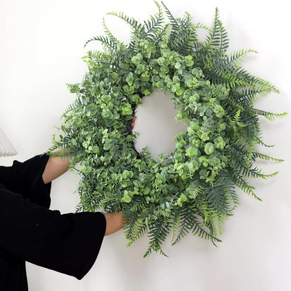 Home Collection Artificial Eucalyptus and Fern Wreath for Front Door 26Inch