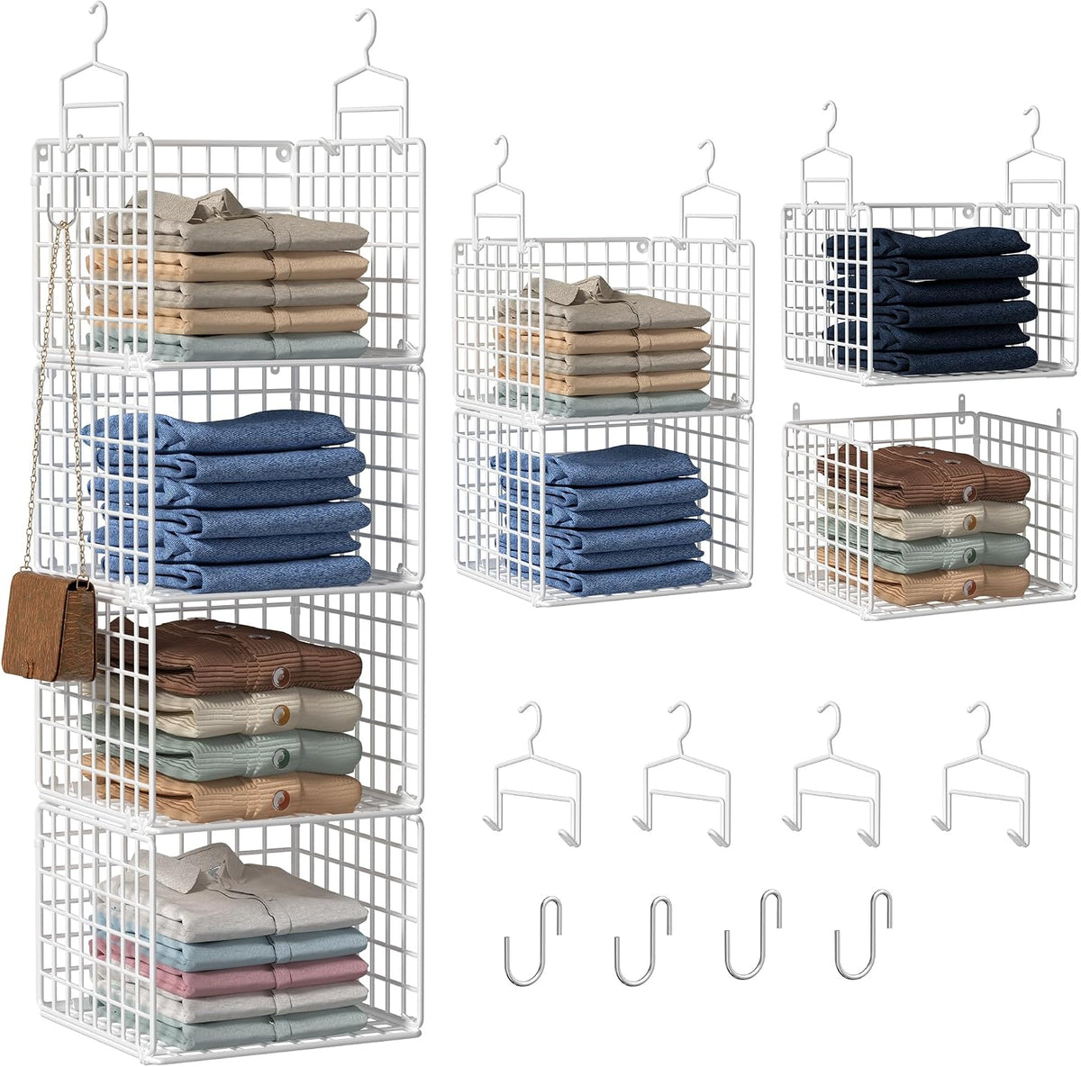 Home Collection 4-Tier Metal Hanging Closet Organizer with Hooks
