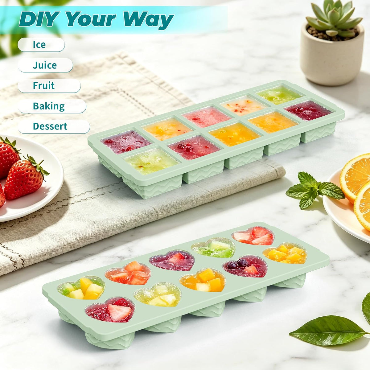 Home Collection Pack of 5 Silicone Freezer Food Molds with Steel Rim