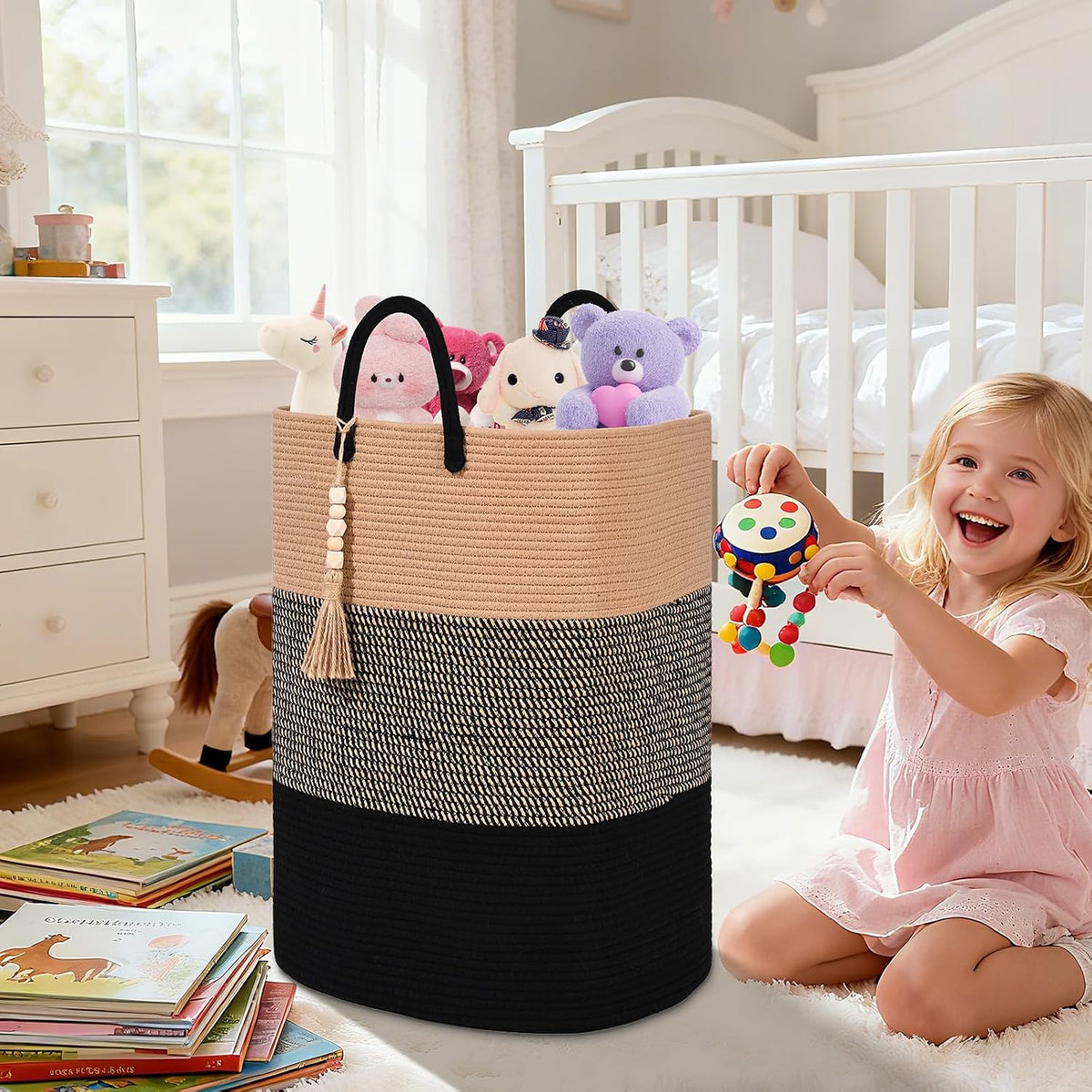 Home Collection 100L Large Rectangular Woven Laundry Hamper and Storage Basket