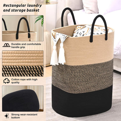 Home Collection 100L Large Rectangular Woven Laundry Hamper and Storage Basket