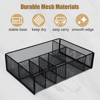 Home Collection Metal Paper Plate Holder with Utensil Caddy Black