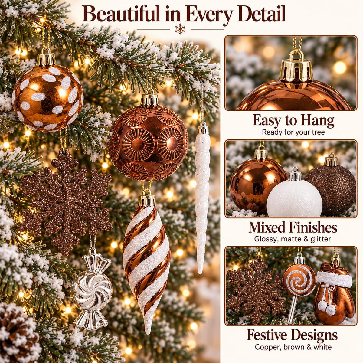 Home Collection Pack of 130 Shatterproof Christmas Ball Ornaments Assorted Holiday Tree Decorations