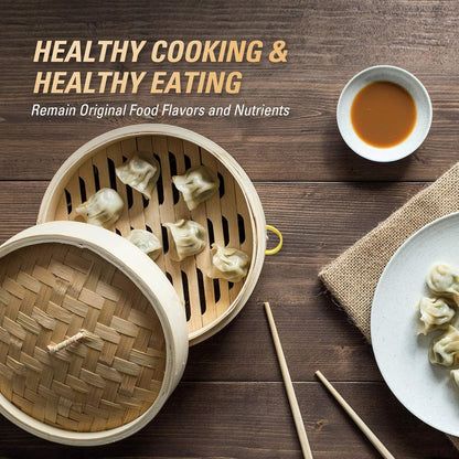 Home Collection 2-Tier Bamboo Steamer Basket Set of 10"