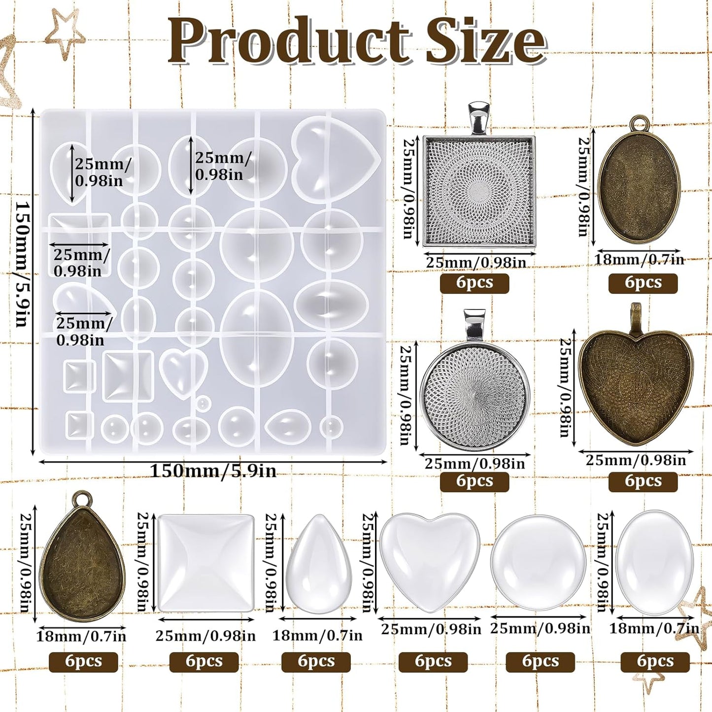 Home Collection Cabochon Gems Resin Pendant Kit