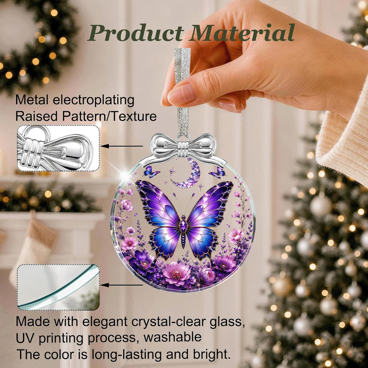 Home Collection Crystal Glass Christmas Ornament Hanging Tree Decoration and Holiday Keepsake Gift
