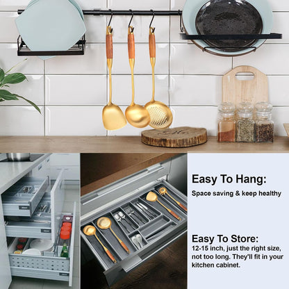 Home Collection Pack of 6 Stainless Steel Kitchen Utensil Set with Wooden Handles