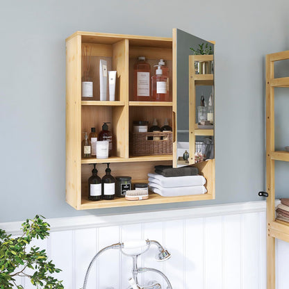 Home Collection Natural Bamboo Bathroom Mirror Cabinet