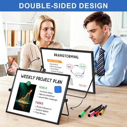 Home Collection 16" x 12" Double-Sided Magnetic Dry Erase White Board with Stand and Accessories