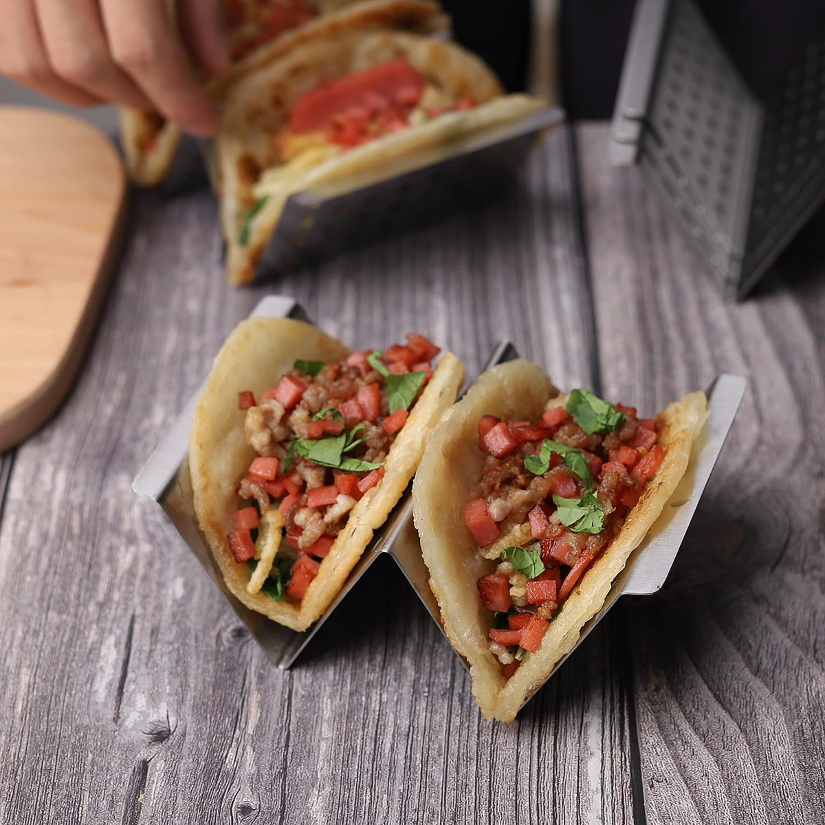 Home Collection Stainless Steel Taco Holder Stand for 2 Soft or Hard Shell Tacos