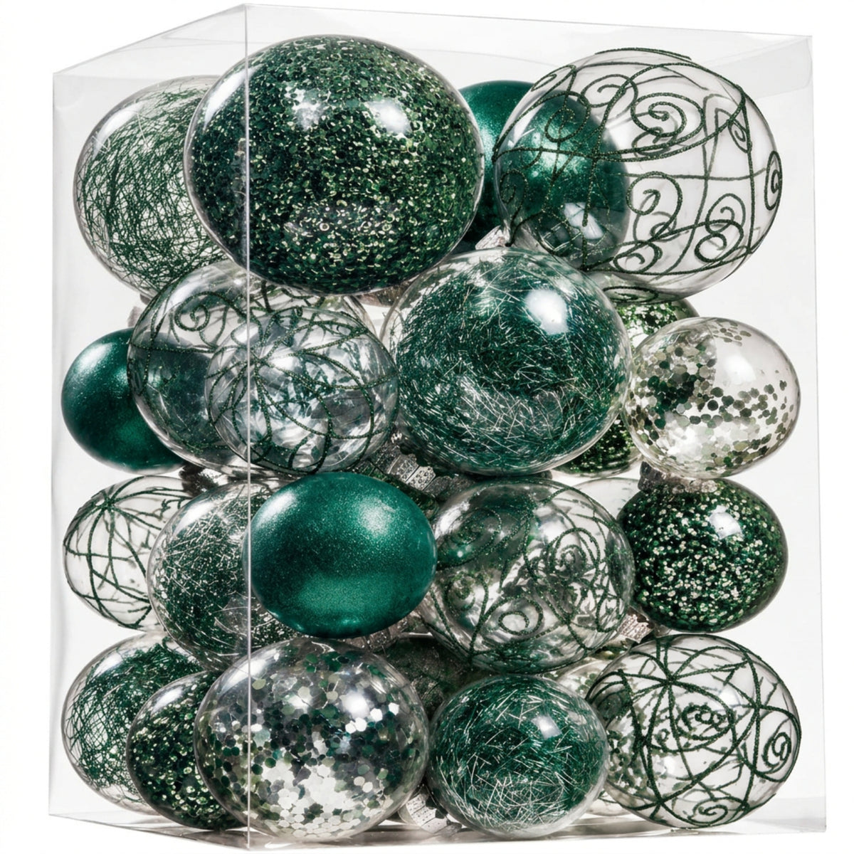 Home Collection Clear Shatterproof Christmas Ball Ornaments Large Plastic Hanging Baubles with Decorative Fillings