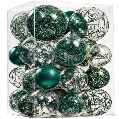 Home Collection Clear Shatterproof Christmas Ball Ornaments Large Plastic Hanging Baubles with Decorative Fillings