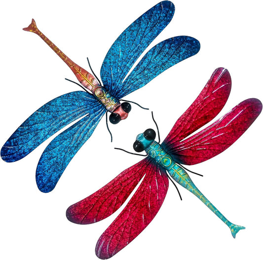 Home Collection Set of 2 Metal Dragonfly Garden Decor