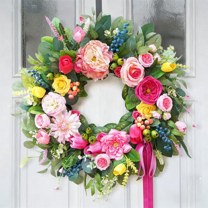 Home Collection Handcrafted Summer Wreath for Front Door 24-Inch