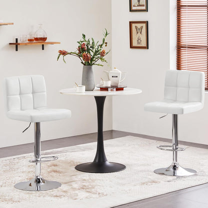 Home Collection White PU Leather Adjustable Swivel Bar Stools Set of 2