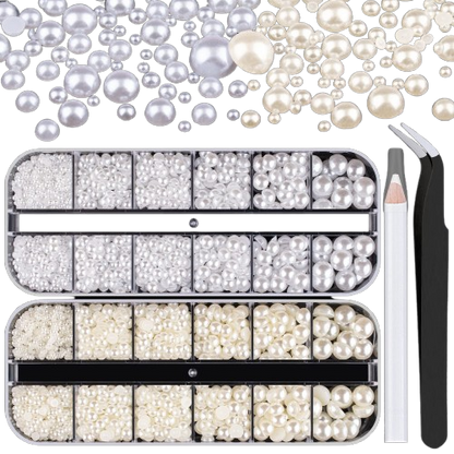 Home Collection 2700 Pcs Flat Back Pearl Nail Gems