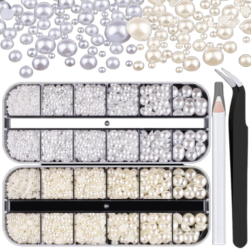 Home Collection 2700 Pcs Flat Back Pearl Nail Gems