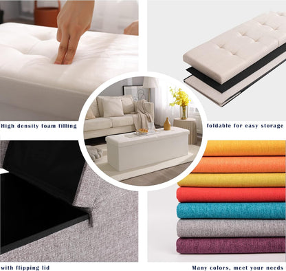 Home Collection 30-Inch Folding Storage Ottoman Bench