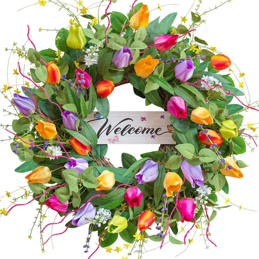 Home Collection Spring Summer Front Door Wreath 26 Inch Seasonal Door Decor