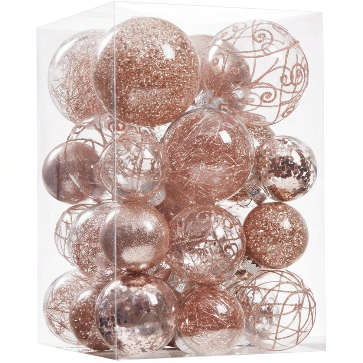 Home Collection Clear Shatterproof Christmas Ball Ornaments Large Plastic Hanging Baubles with Decorative Fillings