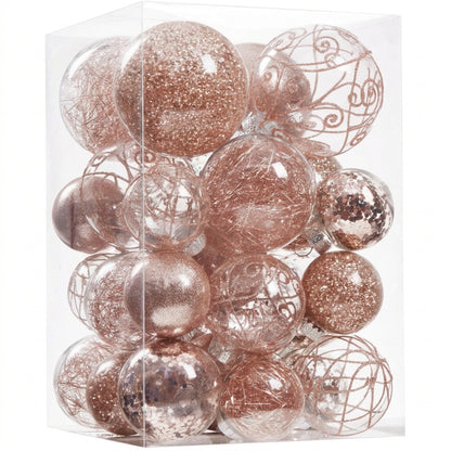 Home Collection Clear Shatterproof Christmas Ball Ornaments Large Plastic Hanging Baubles with Decorative Fillings