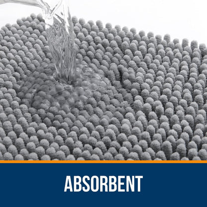 47x17 Chenille Bathroom Rug – Extra Soft Absorbent Bath Mat with Non-Slip Rubber Backing